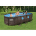  Bestway Piscina Desmontable Tubular Power Steel Oval Diseño Ratán 549x274x122 cm con Depuradora Cartucho 5.678 L/H con Cobertor y Escalera 