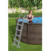  Bestway Piscina Desmontable Tubular Power Steel Oval Diseño Ratán 549x274x122 cm con Depuradora Cartucho 5.678 L/H con Cobertor y Escalera 