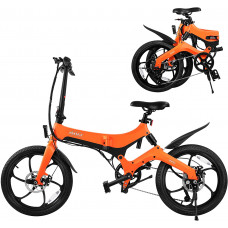 Bicicleta Eléctrica 250W Plegable Mini E- Bike Pedec 3 Modos Frenos Delanteros Y Traseros 
