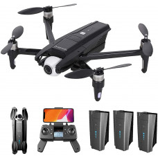 Dron GPS con cámara 4K HD para Adultos, Dron WiFi 5G con cardán de 2 Ejes, Motor sin escobillas, cuadricóptero RC Plegable con GPS de Regreso a casa, sígueme, Bolsa de Almacenamiento, 3 baterías