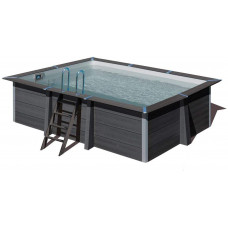 Gre KPCOR46 – Piscina Rectangular Composite 466 x 326 x 124 cm, con filtración 6 m3 h, cuña metálica, Gris Oscuro  