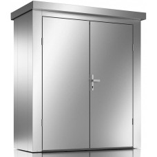  ILESTO Cobertizo de Jardín John-Boy - Almacenamiento Exterior de Acero Impermeable con Techo - Cerradura, Estantería (190 x 118 x 214 cm, Gris Metal!) 