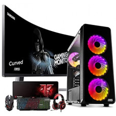  Megamania PC Gaming AMD Ryzen 7 3700X (8 Núcleos up to 4,4Ghz) | 16GB DDR4 | SSD 480GB | AMD Radeon RX 6600 XT 8GB GDDR6 | WiFi 1200 + Monitor LED Curvo 24" FullHD+ Kit Gaming 