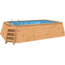 Piscina Madera Panelada K2O 490x293x110 cm Depuradora de Arena de 3.028 L-H con Escalera 