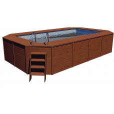 Piscina Madera Panelada K2O 655x390x124 cm Depuradora de Cartucho de 5.678 L/ H con Escalera 