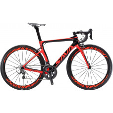 SAVADECK Bicicleta de Carretera de Fibra de Carbono Phantom 2.0 700C, Bicicleta de Carrera con Ultegra R8000 22-Velocidad Sistema 25C Neumáticos.Rojo,52cm 