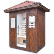 Sauna de infrarrojos 153 x 110 cm con techo adecuado para instalación en exteriores cromoterapia 