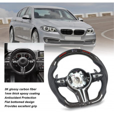 Volante LED Performance, Fibra de Carbono Cuero Napa Perforado 