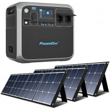  PowerOak Bluetti AC200P 2000Wh Generador Solar Portátil con 3 Piezas Paneles Solares 120W Generador Electrico con Salidas AC/DC/USB Power Station con Batería de LiFePO4 para Camping Autocaravana 